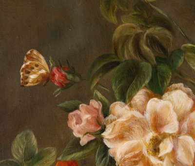 Ein Blumengemälde, Öl auf Leinwand, im flämischen Stil, spätes 19. Jahrhundert