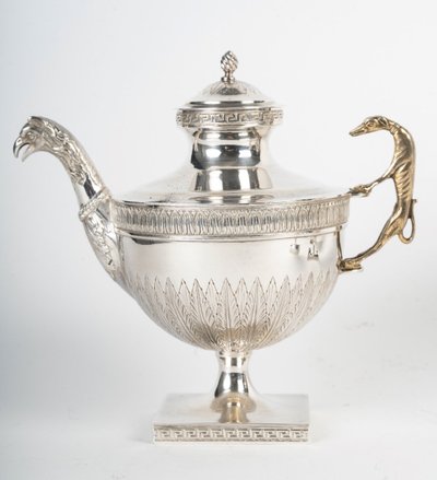 Un Service Thé Et Café Art Deco En Métal Argenté Et Vermeille