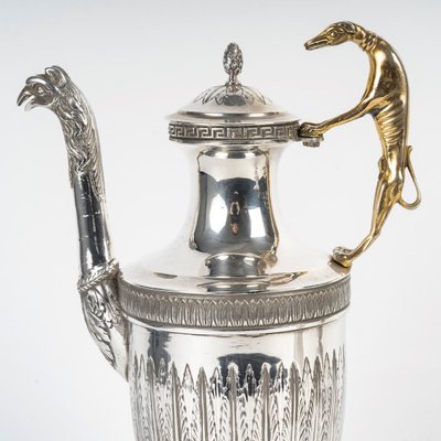 Un Service Thé Et Café Art Deco En Métal Argenté Et Vermeille