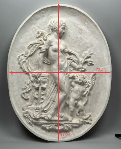 Zwei große Medaillons aus Gips , antikes Dekor circa 1880
