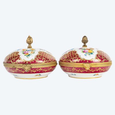 A Pair Of Porcelain Jewelry Boxes, Late 19th Century