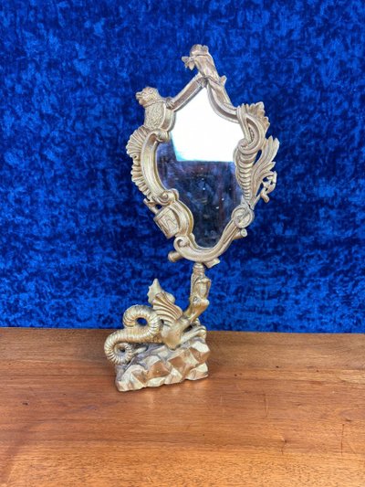 d'Après Gabriel Viardot: Miroir Au Dragon En Bois Doré Circa 1880