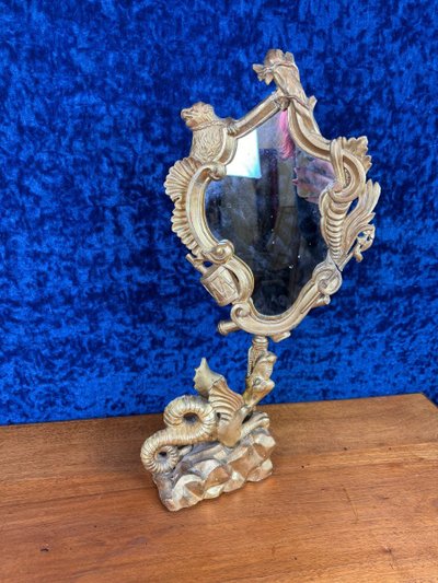 d'Après Gabriel Viardot: Miroir Au Dragon En Bois Doré Circa 1880