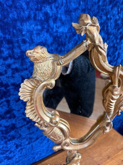 d'Après Gabriel Viardot: Miroir Au Dragon En Bois Doré Circa 1880