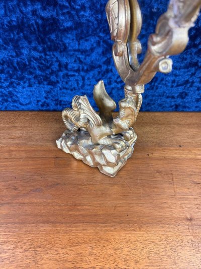 d'Après Gabriel Viardot: Miroir Au Dragon En Bois Doré Circa 1880