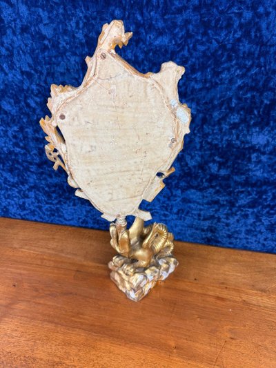 d'Après Gabriel Viardot: Miroir Au Dragon En Bois Doré Circa 1880