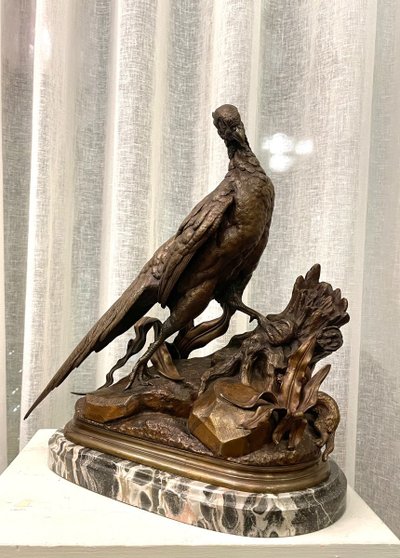 Sculpture En Bronze XIX Siècle Jules Moigniez « poule Faisane »