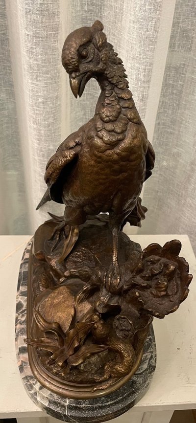 Sculpture En Bronze XIX Siècle Jules Moigniez « poule Faisane »