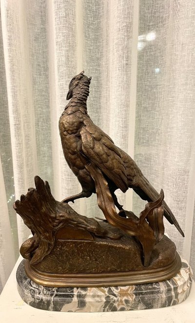 Sculpture En Bronze XIX Siècle Jules Moigniez « poule Faisane »