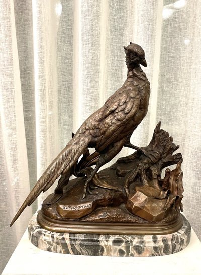 Sculpture En Bronze XIX Siècle Jules Moigniez « poule Faisane »