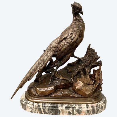 Sculpture En Bronze XIX Siècle Jules Moigniez « poule Faisane »