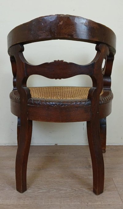 Fauteuil De Bureau Style Renaissance En Chêne Massif Vers 1850