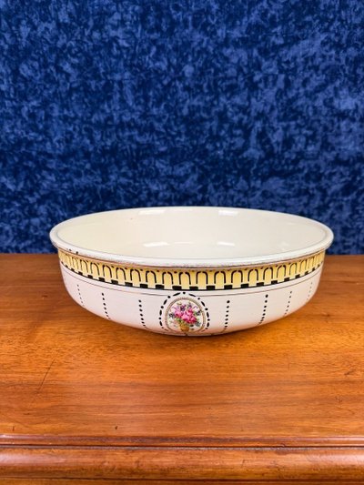 Boch La Louvière époque Art Déco : Grand Broc De Toilette Avec Sa Cuvette Porcelaine
