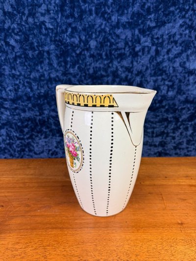 Boch La Louvière époque Art Déco : Grand Broc De Toilette Avec Sa Cuvette Porcelaine