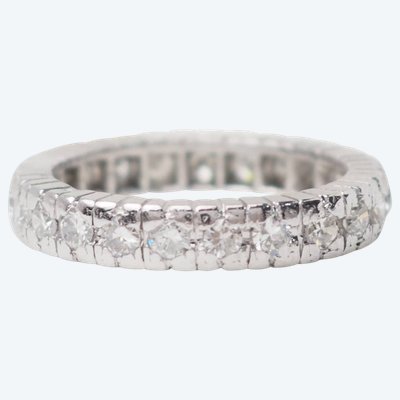 Amerikanischer Trauring aus Platin und Diamanten 0.92ct