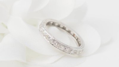 Fede americana in platino e diamanti 0,80ct