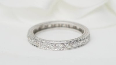 Fede americana in platino e diamanti 0,80ct