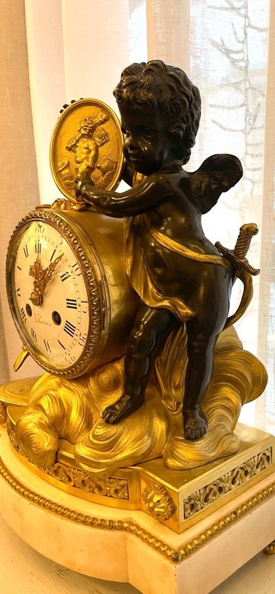 Louis XVI Style Clock Eugène Bazart Paris “Love Triumphing Over War”