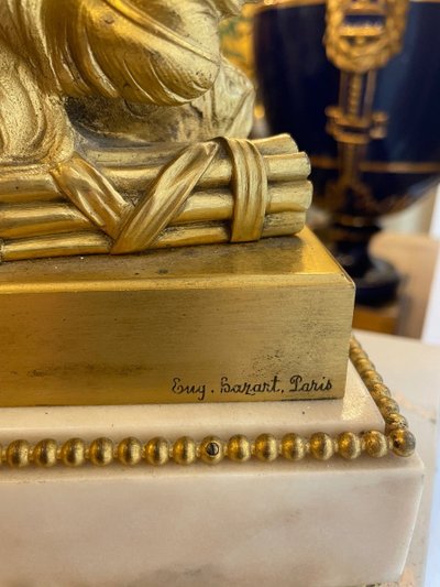 Louis XVI Style Clock Eugène Bazart Paris “Love Triumphing Over War”