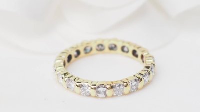 Fede americana in oro giallo e diamanti 1,33 carati