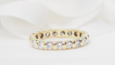 Fede americana in oro giallo e diamanti 1,33 carati