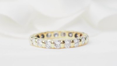 Fede americana in oro giallo e diamanti 1,33 carati