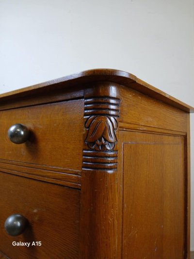 Cassettiera da donna d'epoca in rovere biondo