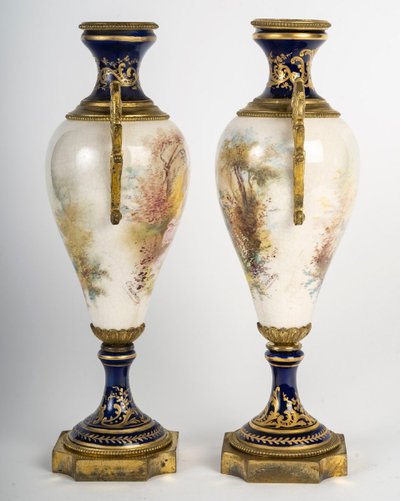 A Pair Of Porcelain And Earthenware Vases, Sèvres Late 19th Century