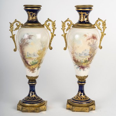 A Pair Of Porcelain And Earthenware Vases, Sèvres Late 19th Century