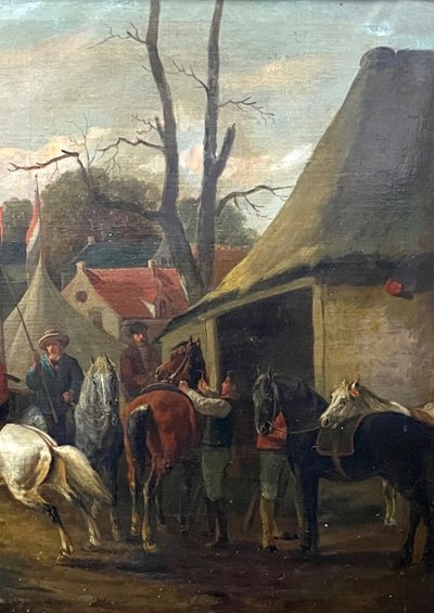 Huile Sur Toile « scène De Chasse » Josef Jodocus Moerenhout