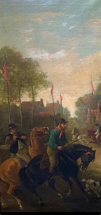 Huile Sur Toile « scène De Chasse » Josef Jodocus Moerenhout