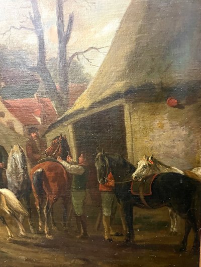 Huile Sur Toile « scène De Chasse » Josef Jodocus Moerenhout