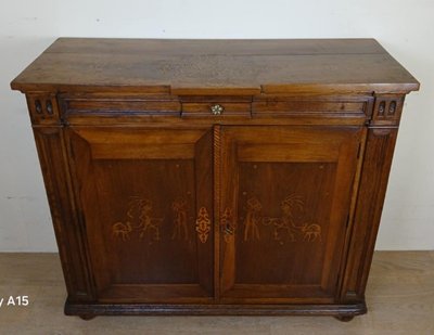 Buffet coloniale d'epoca Napoleone III con intarsi a decoro orientale
