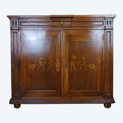 Buffet coloniale d'epoca Napoleone III con intarsi a decoro orientale