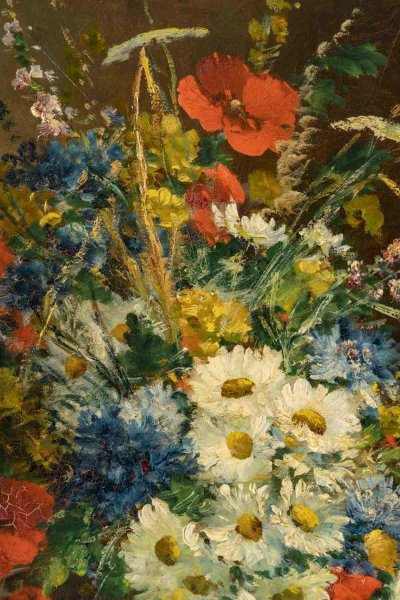 Coppia di dipinti floreali di Henri Cauchois