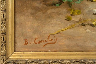 Coppia di dipinti floreali di Henri Cauchois