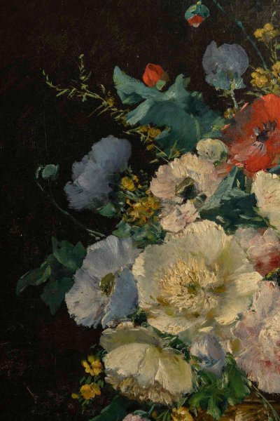 Coppia di dipinti floreali di Henri Cauchois