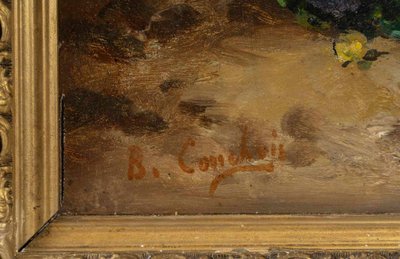 Coppia di dipinti floreali di Henri Cauchois