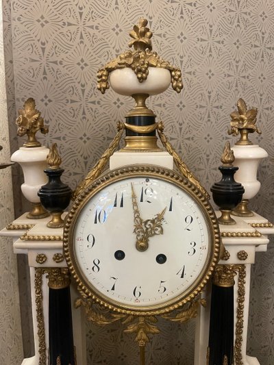 Louis XVI Style Bronze and Marble Mantel Clock