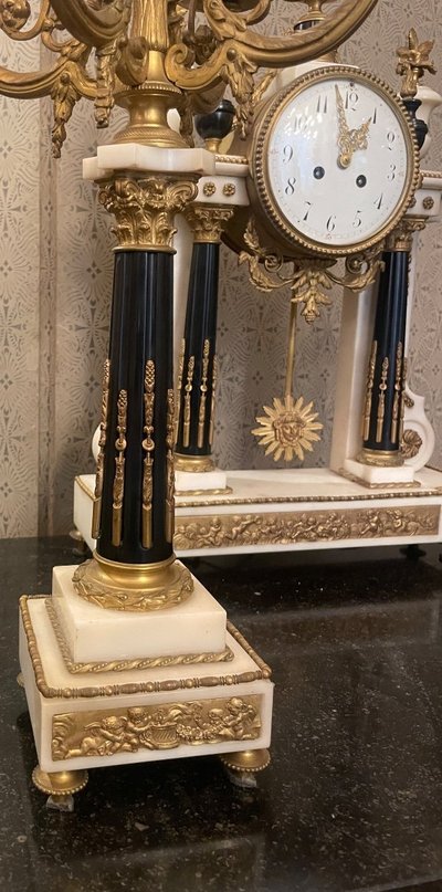 Louis XVI Style Bronze and Marble Mantel Clock