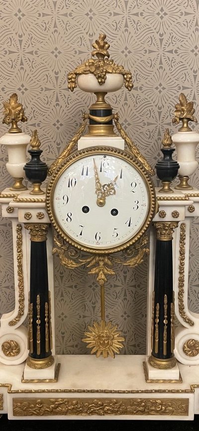 Louis XVI Style Bronze and Marble Mantel Clock