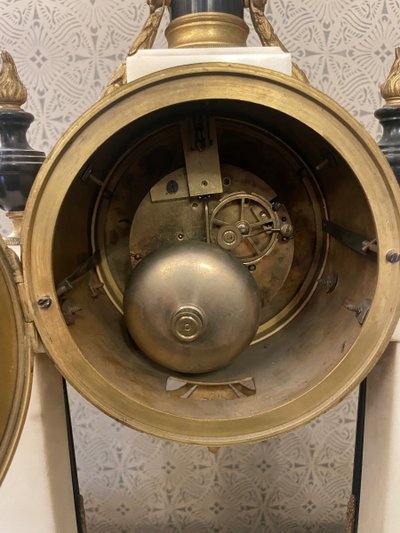 Louis XVI Style Bronze and Marble Mantel Clock