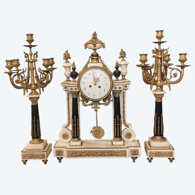 Louis XVI Style Bronze and Marble Mantel Clock