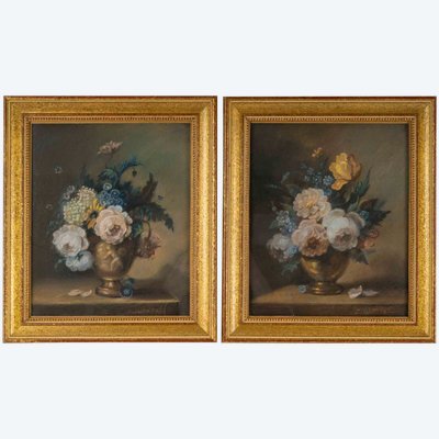 Une Paire De Pasetl bouquets de Fleurs, Zoé LAIGNEAU