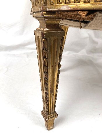 Armchair in carved and gilded wood, Louis XVI style, circa 1900