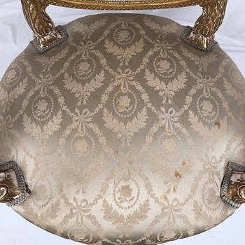 Armchair in carved and gilded wood, Louis XVI style, circa 1900