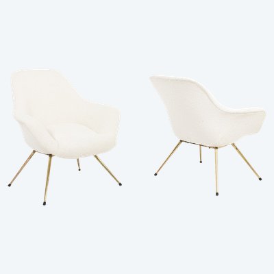 Paire de fauteuils cocktail en laiton doré. Années 1960. LS42411551