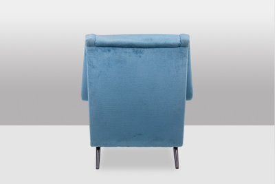 Sessel aus blauem Samt, Beine aus Buchenholz. 1950er Jahre. LS4410409A