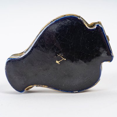Miniature Coffret à Bijoux De Forme Mouvementé En Porcelaine Bleu, XIXème Siècle