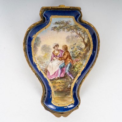 Miniature Coffret à Bijoux De Forme Mouvementé En Porcelaine Bleu, XIXème Siècle